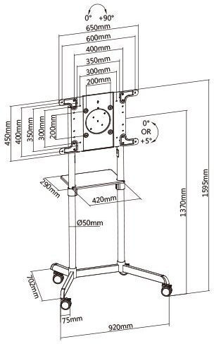 Blackmount TROT600 TV Mount Floor up to 70" and 50kg Black