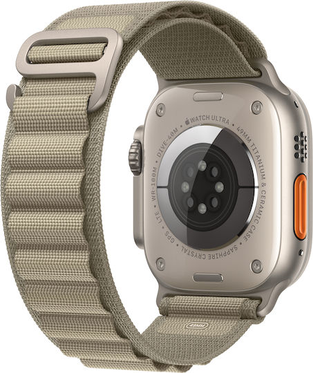 Apple Watch Ultra 2 Titanium 49mm Waterproof with eSIM and Heart Rate Monitor (Olive Alpine Loop - Medium)