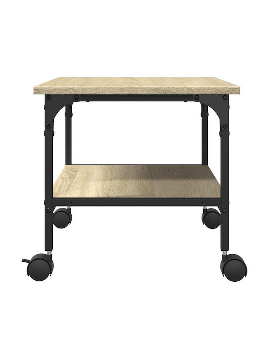 Rectangular Side Wooden Coffee Table with Wheels Brown W50xL40xH38cm