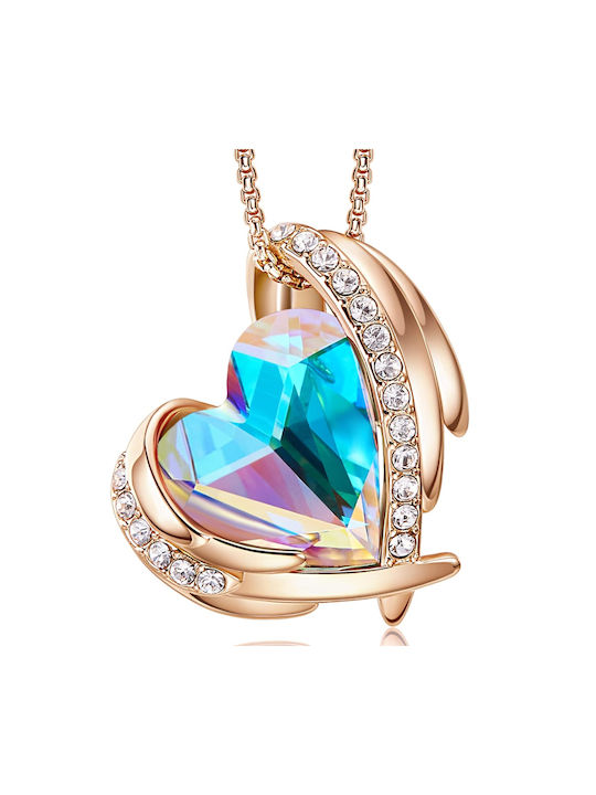 Necklace with design Heart with Pink Gold Plating