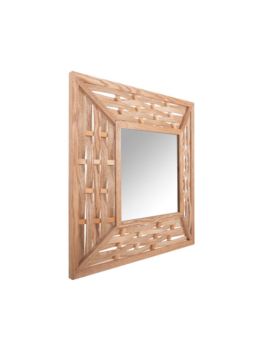 HomeMarkt Wall Mirror with Beige Wooden Frame 71x71cm 1pcs