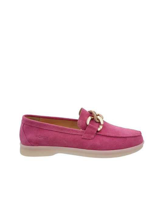 Softies Leather Women's Moccasins in Fuchsia Color