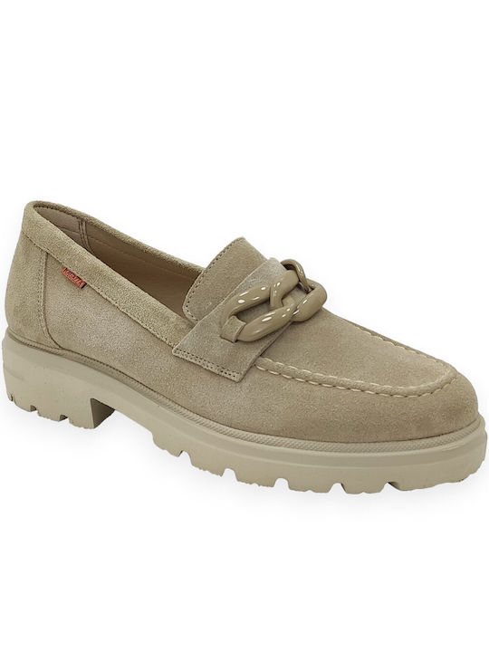 Ragazza Leather Women's Loafers in Beige Color