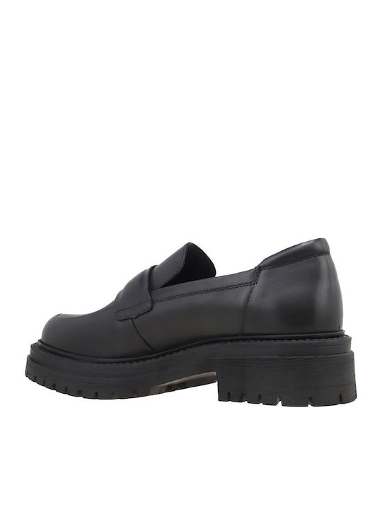 Iridea Δερμάτινα Γυναικεία Loafers σε Μαύρο Χρώμα