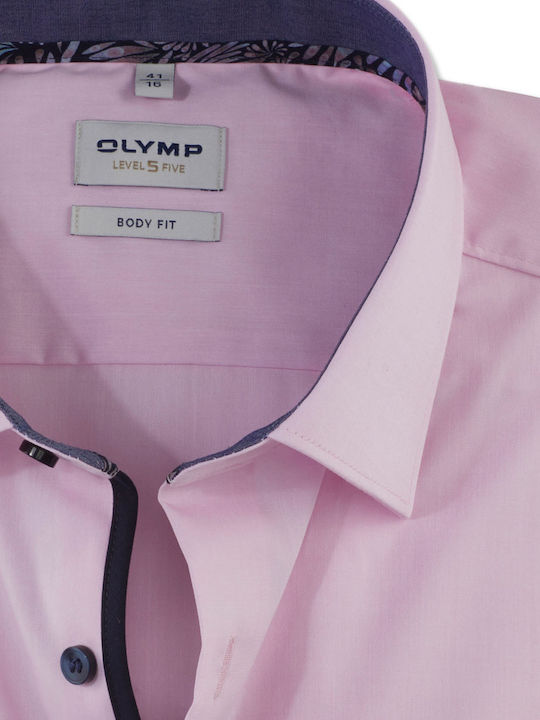 Olymp Level 5 Body Fit Men's Shirt Long Sleeve Cotton Pink