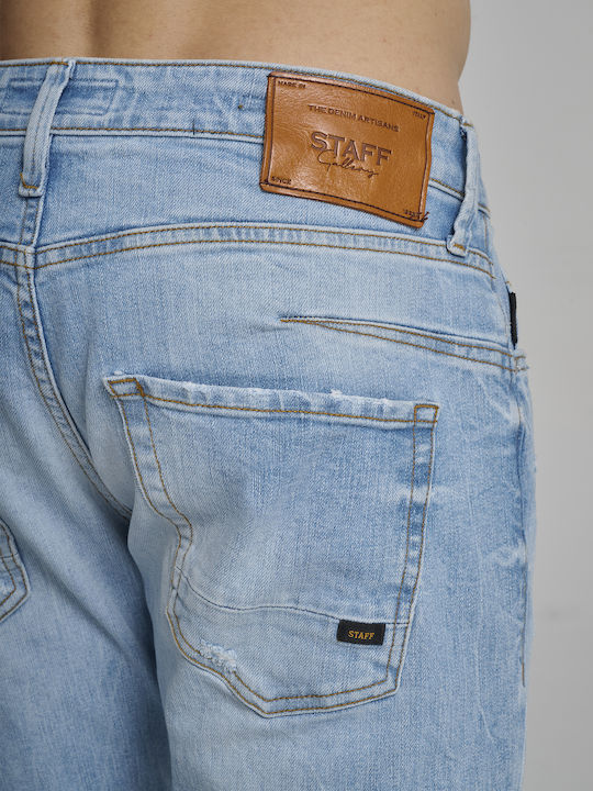 Simon Men's Elastic Jeans Pants with Slim Fit Blue