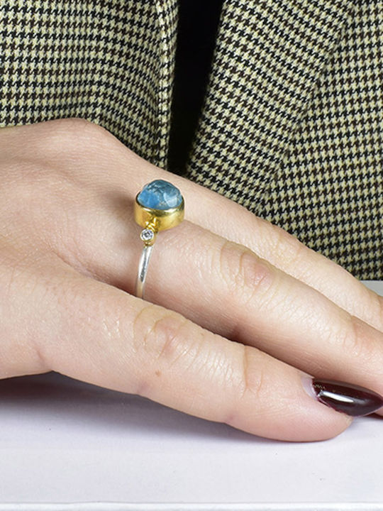 Elor Ring with Zircon made of Silver Gold Plated