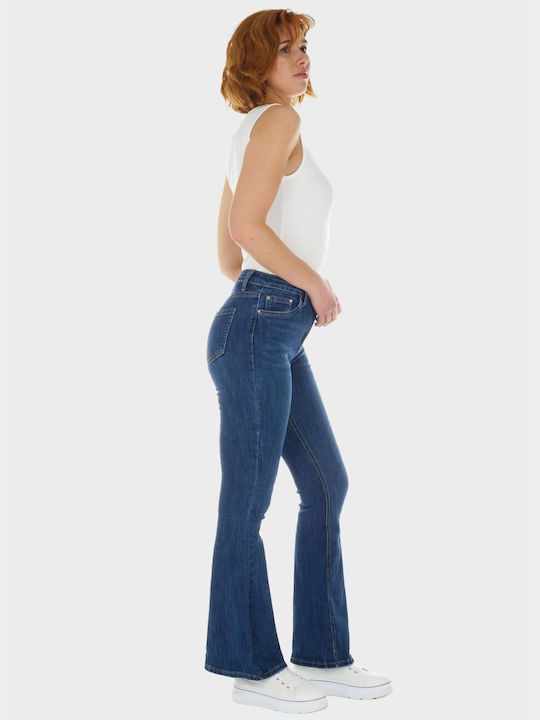 G Secret Women's Fabric Trousers in Bootcut Fit Blue