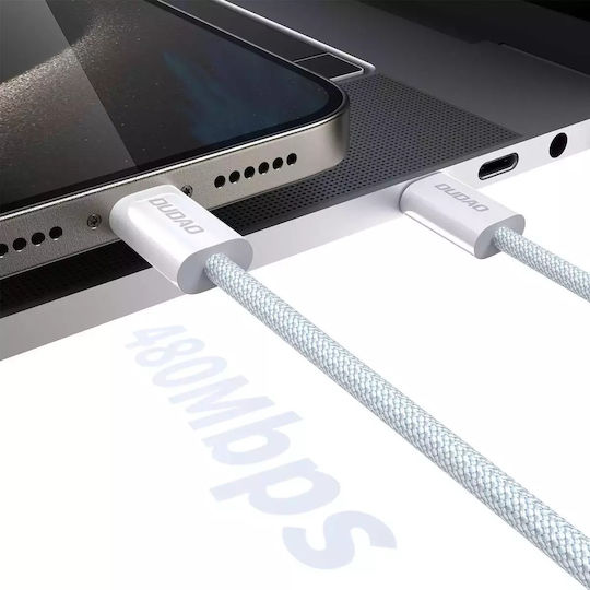 Dudao Braided USB 2.0 Cable USB-C male - USB-C 60W PD Λευκό 1m HU-6976625331277