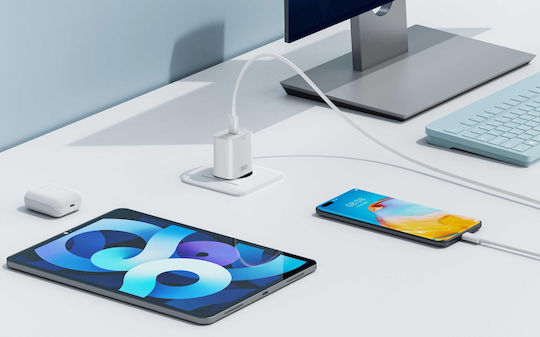 XO Φορτιστής Χωρίς Καλώδιο με Θύρα USB-C 30W Power Delivery Λευκός (L131)