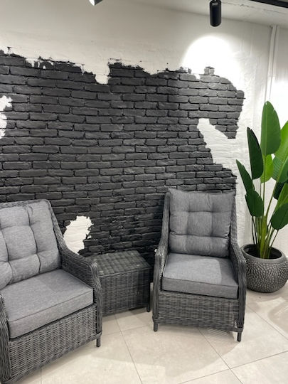 Σετ Σαλονιού Εξωτερικού Χώρου 3τμχ Dark Grey με Μαξιλάρια