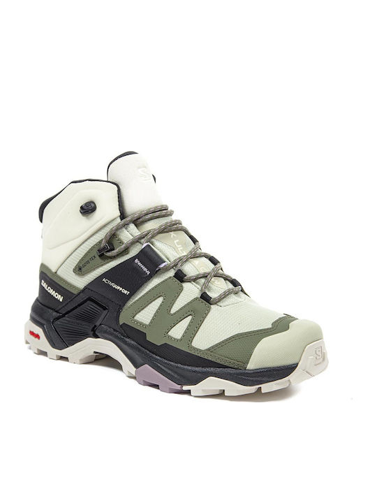 Salomon X Ultra 4 Mid GTX Women's Hiking Waterproof Boots with Gore-Tex Membrane Green