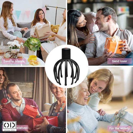 Masajator de păr pentru relaxare și wellness, unisex, 3 funcții, baterie reîncărcabilă cu litiu cu cablu USB C inclus, PVC, negru, oferte originale