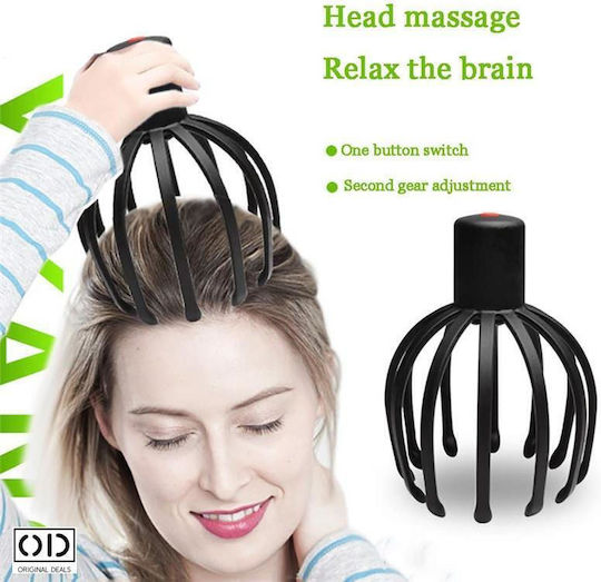 Masajator de păr pentru relaxare și wellness, unisex, 3 funcții, baterie reîncărcabilă cu litiu cu cablu USB C inclus, PVC, negru, oferte originale