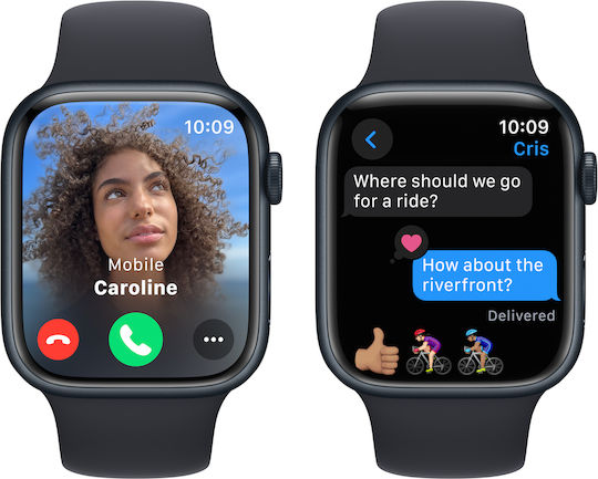 Apple Watch Series 9 Aluminum 45mm Waterproof with Heart Rate Monitor Midnight with Midnight Sport Band S/M
