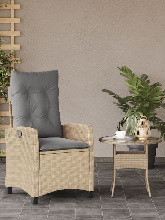 Outdoor-Sessel Rattan Beige mit Kissen 57x66x93εκ.