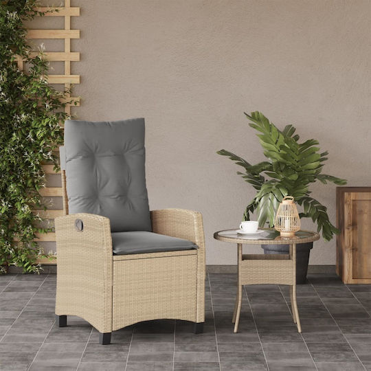 Fotoliu de exterior Rattan Bej cu pernă 57x66x93cm