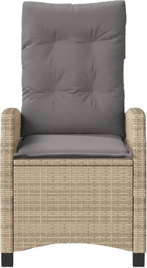 Fotoliu de exterior Rattan Bej cu pernă 57x66x93cm