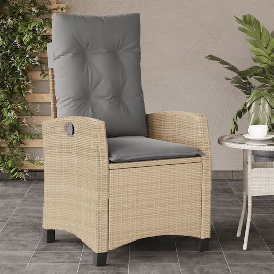 Fotoliu de exterior Rattan Bej cu pernă 57x66x93cm