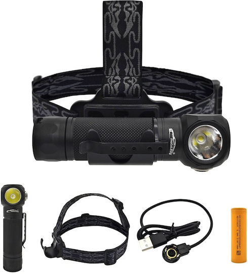 Lumină de lucru și de sit, cu baterie Lanternă Frontală LED IP68 cu Luminozitate Maximă 5000lm Negru