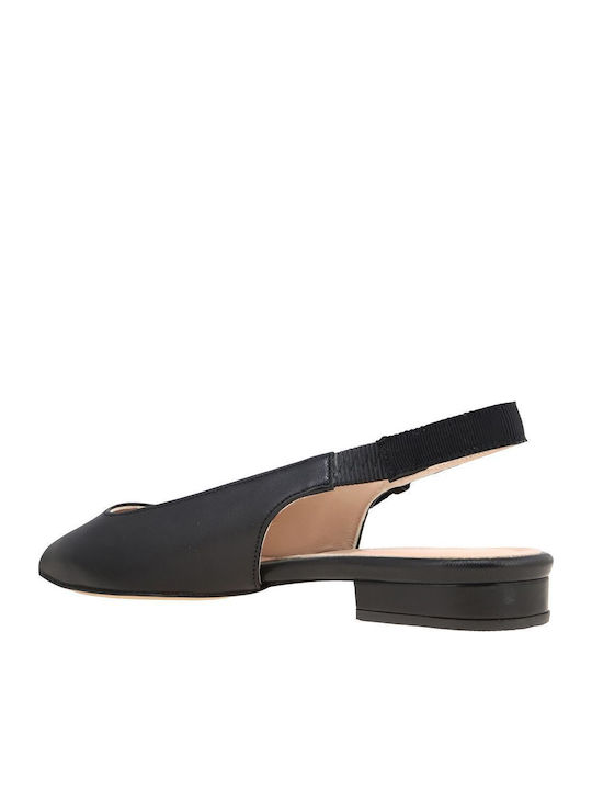 Δερμάτινες Γυναικείες Μπαλαρίνες Slingback σε Μαύρο Χρώμα