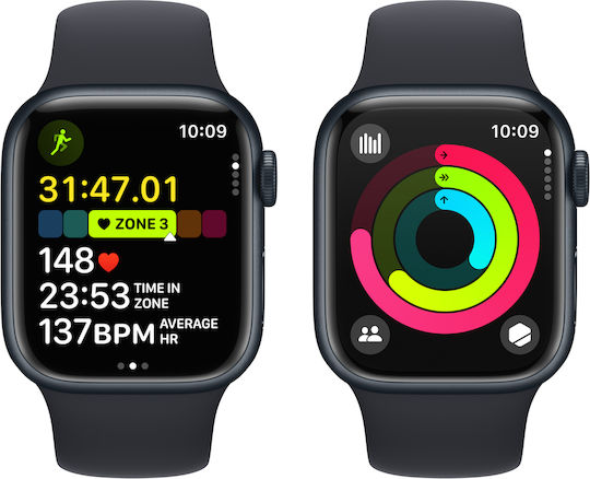 Apple Watch Series 9 Aluminium 41mm Waterproof with Heart Rate Monitor (Midnight Aluminium Case with Sport Band Midnight (S/M))