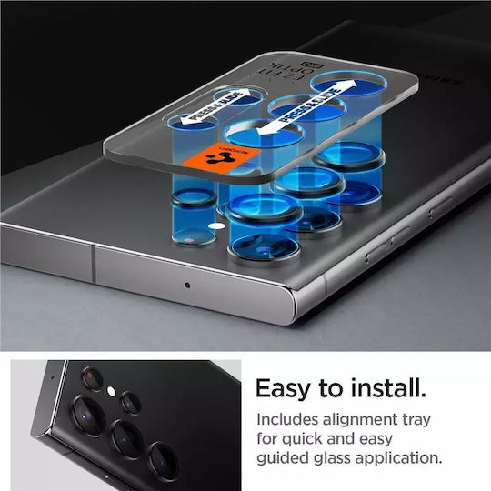 Spigen Optik Pro EZ Fit Προστασία Κάμερας Tempered Glass Black για το Samsung Galaxy S23 Ultra