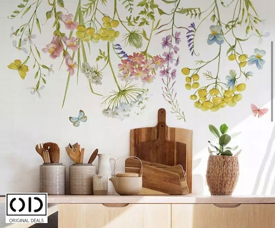 Sticker Decorativ de Perete pentru Living și Dormitor, Flori de Țară, Autoadeziv, 60 X 30 Cm, Oferte Originale