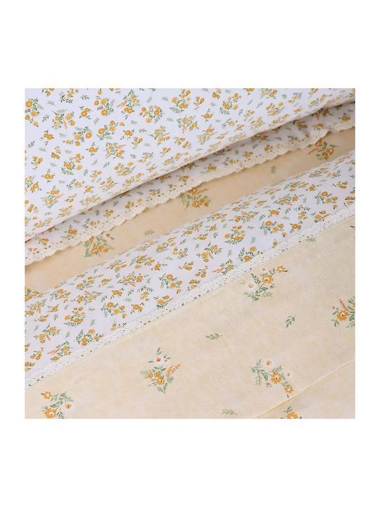 Das Home 1682 Coverlet Queen Size Cotton Satin Cream, Ochre 220x240cm