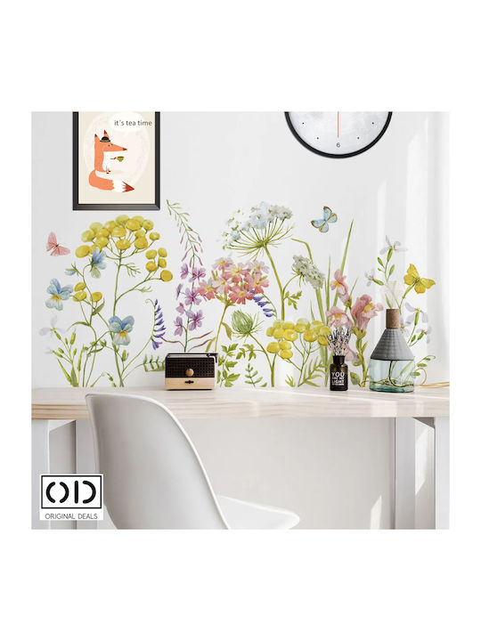 Decorative Wall Sticker For Living Room And Bedroom Country Flowers Self-Adhesive 60 X 30 Cm Original Deals