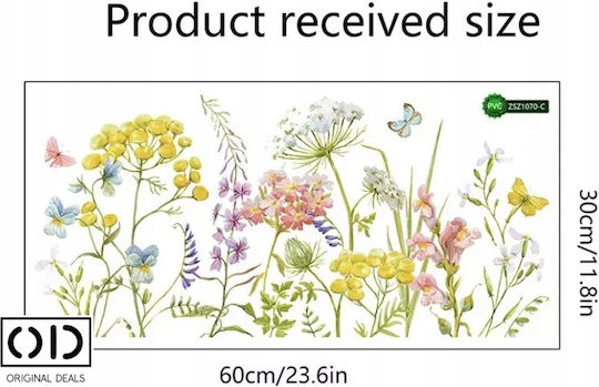 Sticker Decorativ de Perete pentru Living și Dormitor, Flori de Țară, Autoadeziv, 60 X 30 Cm, Oferte Originale