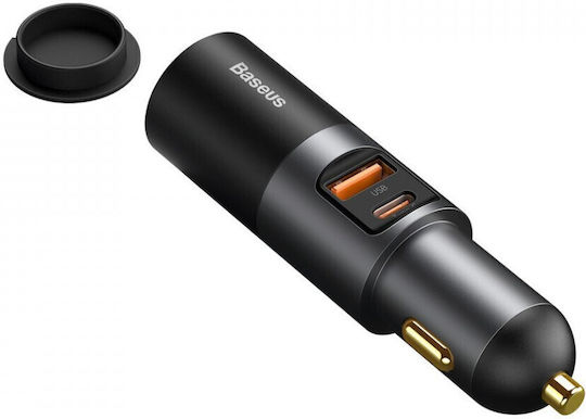 Baseus Share Together Auto-Ladegerät 120W 5A Schnellladung mit Anschlüssen: 1xUSB 1xType-C 1xZigarettenanzünder Schwarz Farbe