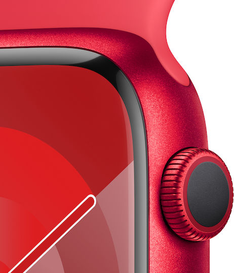 Apple Watch Series 9 Aluminium 45mm Waterproof with Heart Rate Monitor ((PRODUCT)RED Sport Band (M/L))
