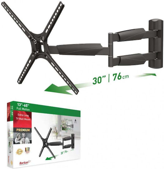 Barkan BM343XL Βάση Τηλεόρασης Τοίχου έως 65" και 36kg Μαύρο