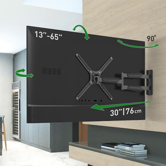 Barkan BM343XL Βάση Τηλεόρασης Τοίχου έως 65" και 36kg Μαύρο