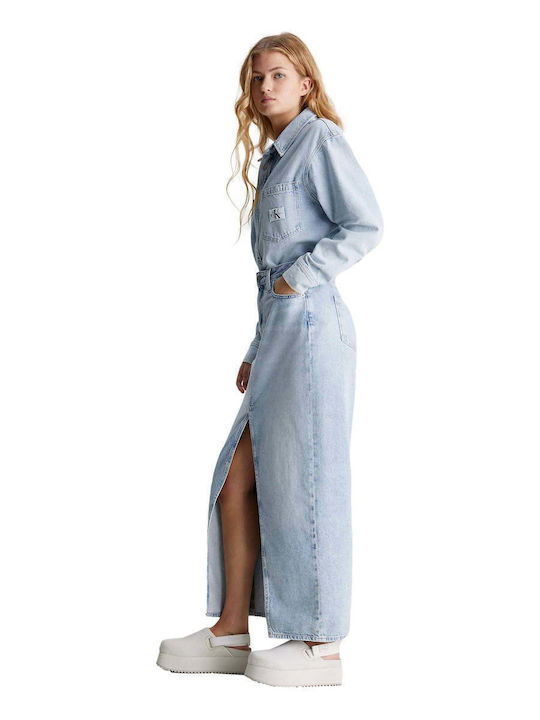 Denim Hoch tailliert Maxi Rock Blau