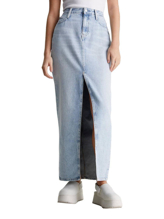 Denim Hoch tailliert Maxi Rock Blau