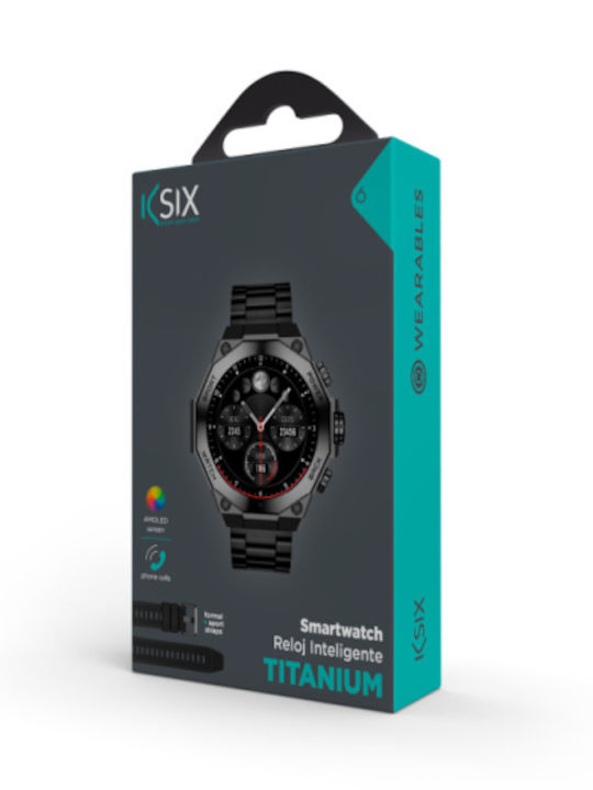 Ksix Titanium Αδιάβροχο Smartwatch με Παλμογράφο (Μαύρο)