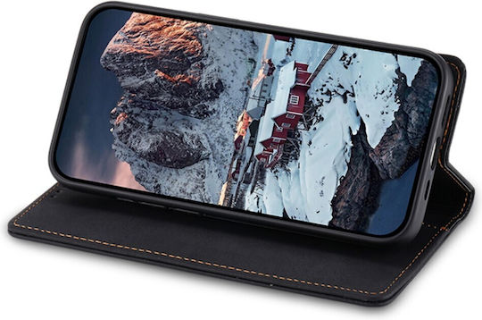 Case for Xiaomi Redmi Note 13 5G Dierfeng DF 05 Foldable Series with Stand, Card Slot, and Magnetic Closure Flip Wallet made of Synthetic Leather and Inner TPU Black