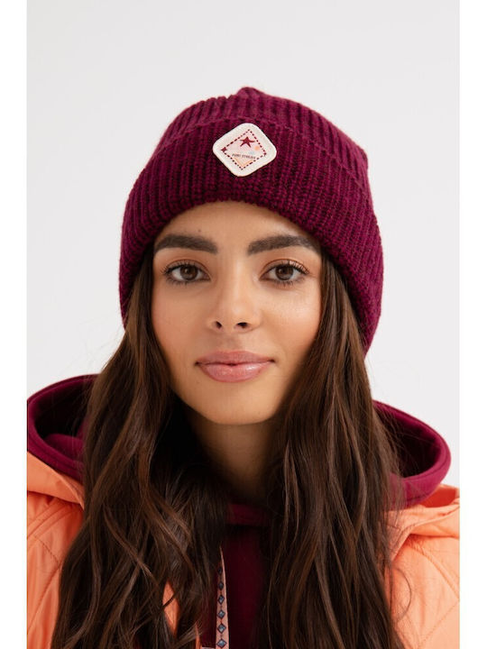 Beanie Unisex Σκούφος Πλεκτός σε Μπορντό χρώμα