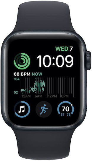 Apple Watch SE 2023 Aluminium 40mm Waterproof with Heart Rate Monitor (Midnight with Midnight Sport Band (S/M))