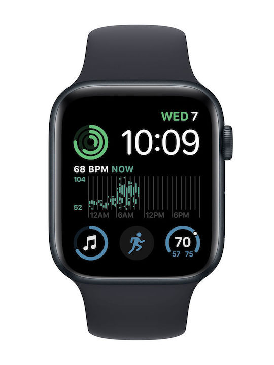 Apple Watch SE 2023 Aluminium 44mm Αδιάβροχο με Παλμογράφο (Midnight με Midnight Sport Band (S/M))