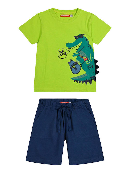 Energiers Kids Set with Shorts Summer 2pcs Green Sup Dude