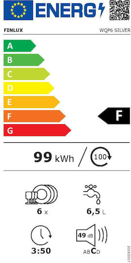Finlux Countertop Dishwasher for 6 Place Settings W55xH50cm Silver