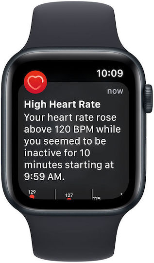 Apple Watch SE 2023 Aluminum 44mm Waterproof with Heart Rate Monitor (Midnight with Midnight Sport Band - M/L)