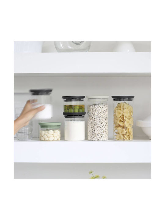 Brabantia Set of 3pcs Jars General Use with Lid Glass Gray 1000ml