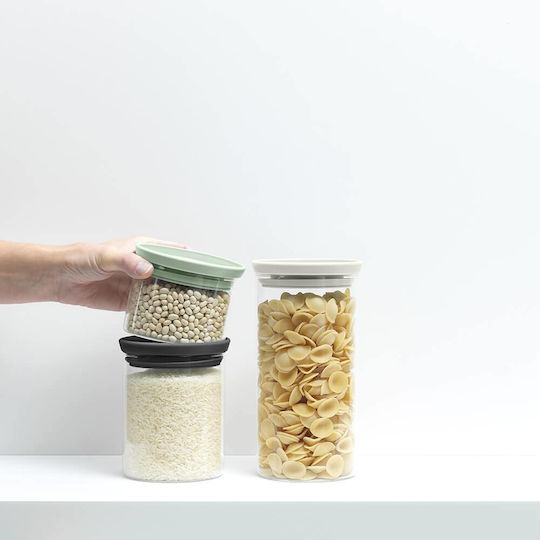 Brabantia Комплект 3 Бройки Вази За Обща Употреба С Капак Стъклени Сиви 1000мл 3 Бройки