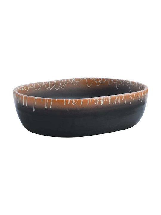 vidaXL Vessel Sink Ceramic 47x33x13cm Black and Orange