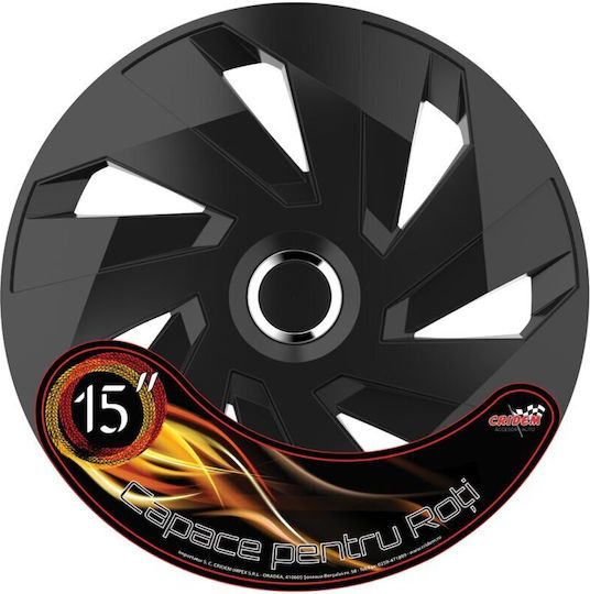 Set Capace De Roți Auto Cridem Vector Rc 4 Bucăți Negru/Crom 15''
