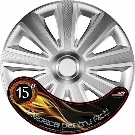 Wheel Covers Set Cridem Aviator Carbon 4pcs - Silver - 15''